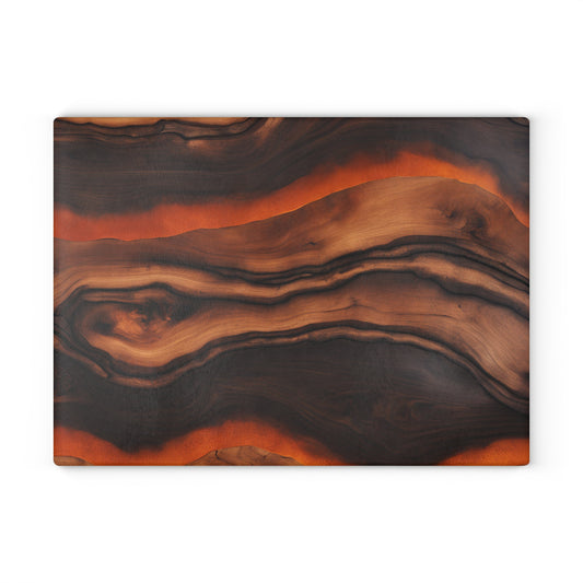 Kitchen Decor Glass Wood-look Image Nature Lover Cutting Board Serving Tray Home Cook Gift Colorful Glass Charcuterie Board