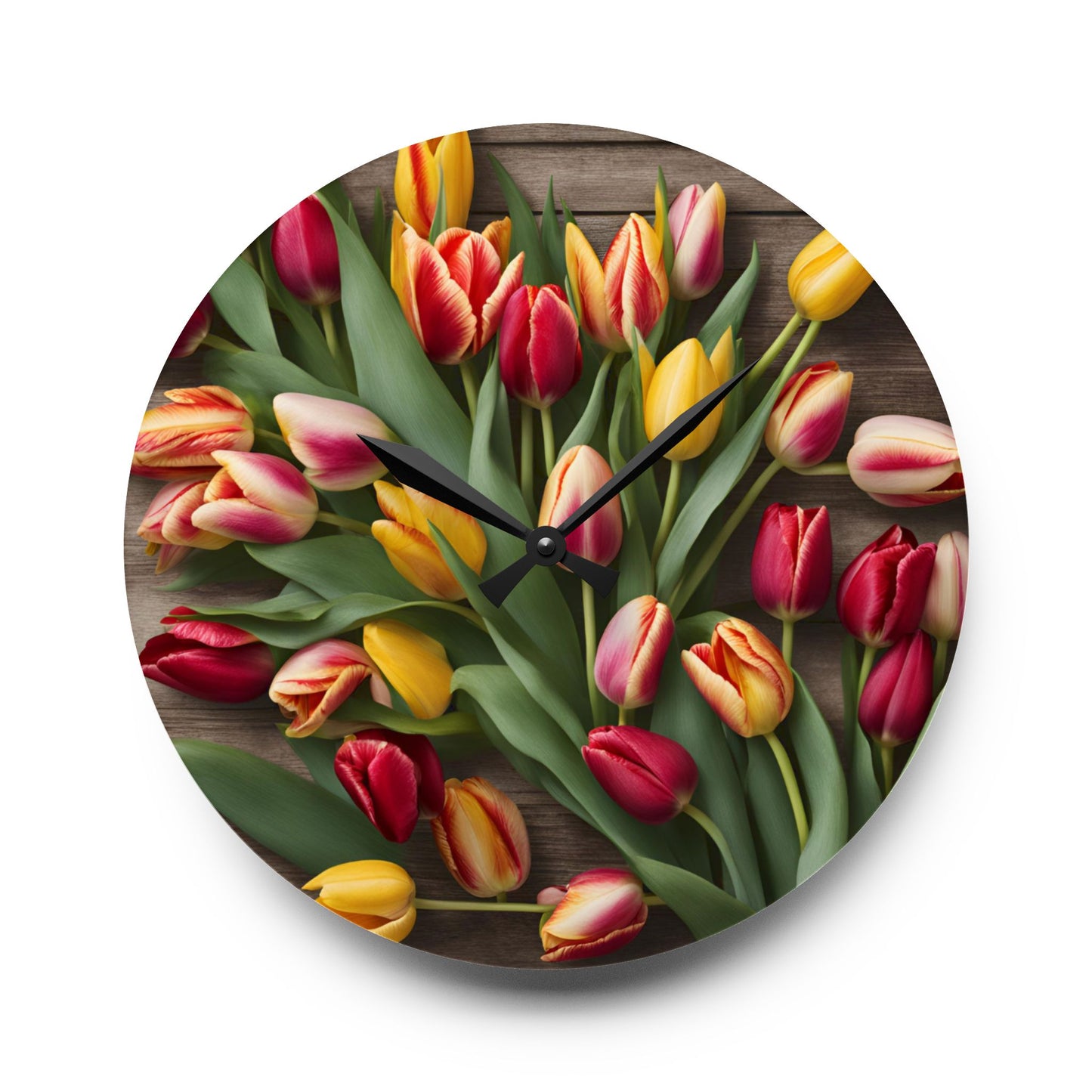 Tulip Design Acrylic Office Clock Unique Colorful Wall Clock for Kitchen or Living Room Nature Lover Gift Flower Art Design