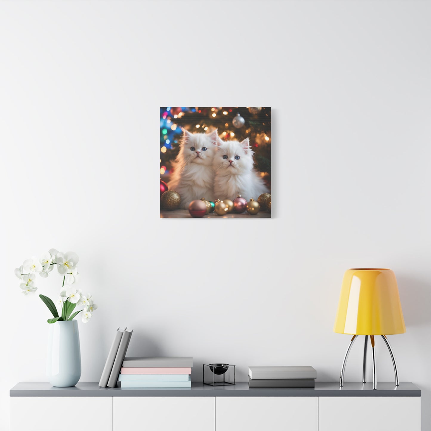 Christmas Kittens Print Wall Art | Matte Canvas, Stretched, 1.25" | Animal Lover | Holiday Gift |