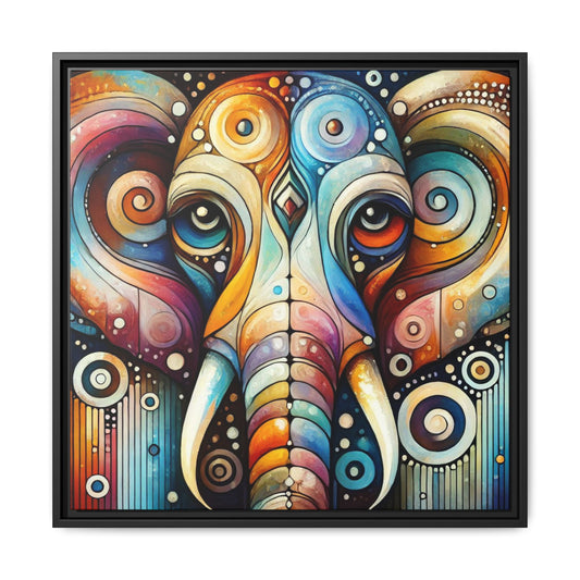 Modern Elephant Face Print Abstract Design Unique Framed Canvas Print African Wall Art Animal Lover Nature Lover Decor 3 frame colors