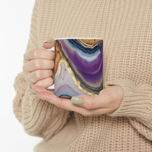 Colorful Unique Agate Design Coffee Tea Hot Chocolate Mug Cottage Core Boho Agate Gift for Her Nature Lover Gift Geology Rock Lover Gift