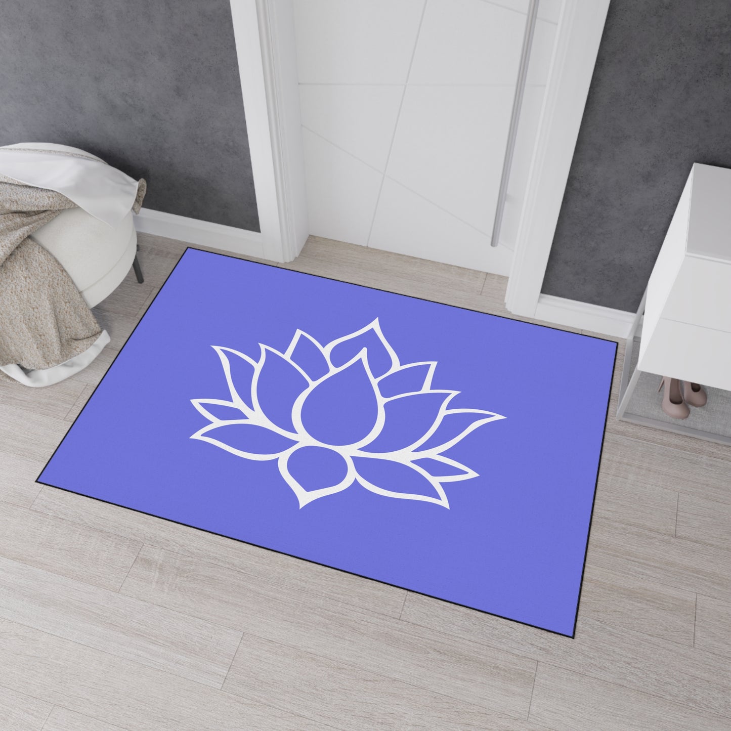 Decorative Heavy Duty Non-Slip Floor Mat Stylish Design Perfect for Entryway Kitchen Décor Lotus Blossom Floral Design Rug Bath Mat