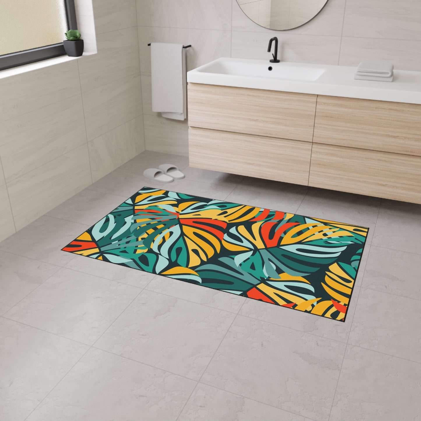 Decorative Heavy Duty Non-Slip Floor Mat Stylish Design Perfect for Entryway Kitchen Décor Beachy Hawaiian Rug Tropical Bathroom Floor