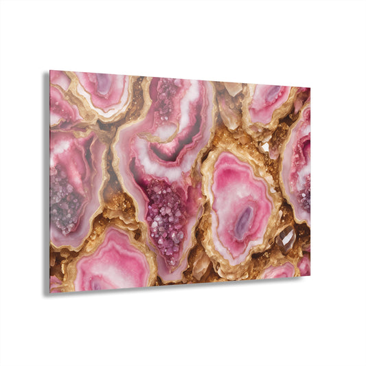 Large Geode-Inspired Design Acrylic Print with French Cleat Agate Marble-look Nature Wall Art Rock Lover Relaxing Artwork Modern Home Decor