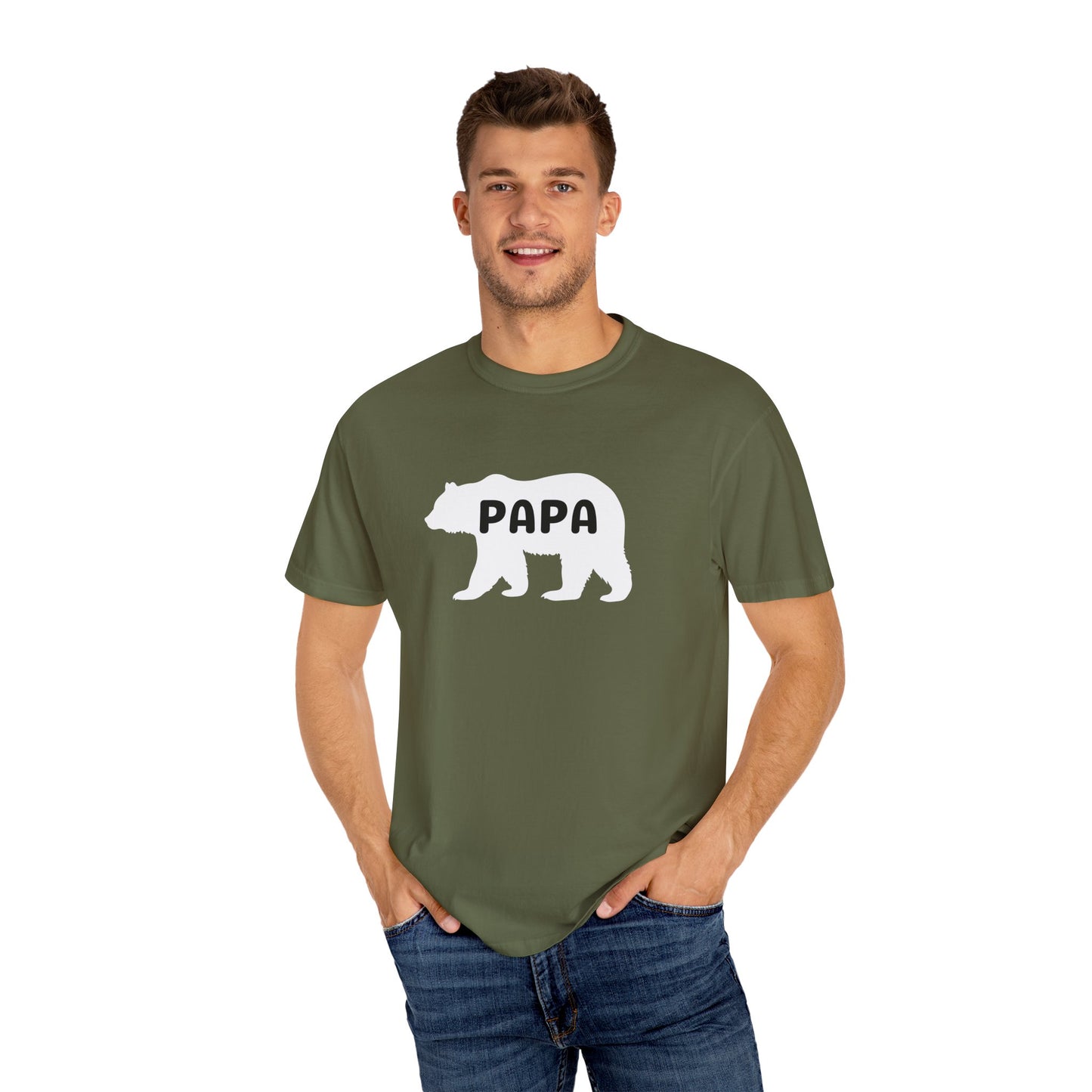 Papa Bear T-shirt Gift for Dad Grandpa Shirt Funny Bear Tee for Dads Animal Lover Gift Comfort Colors Relaxed Fit Garment-Dyed Tee