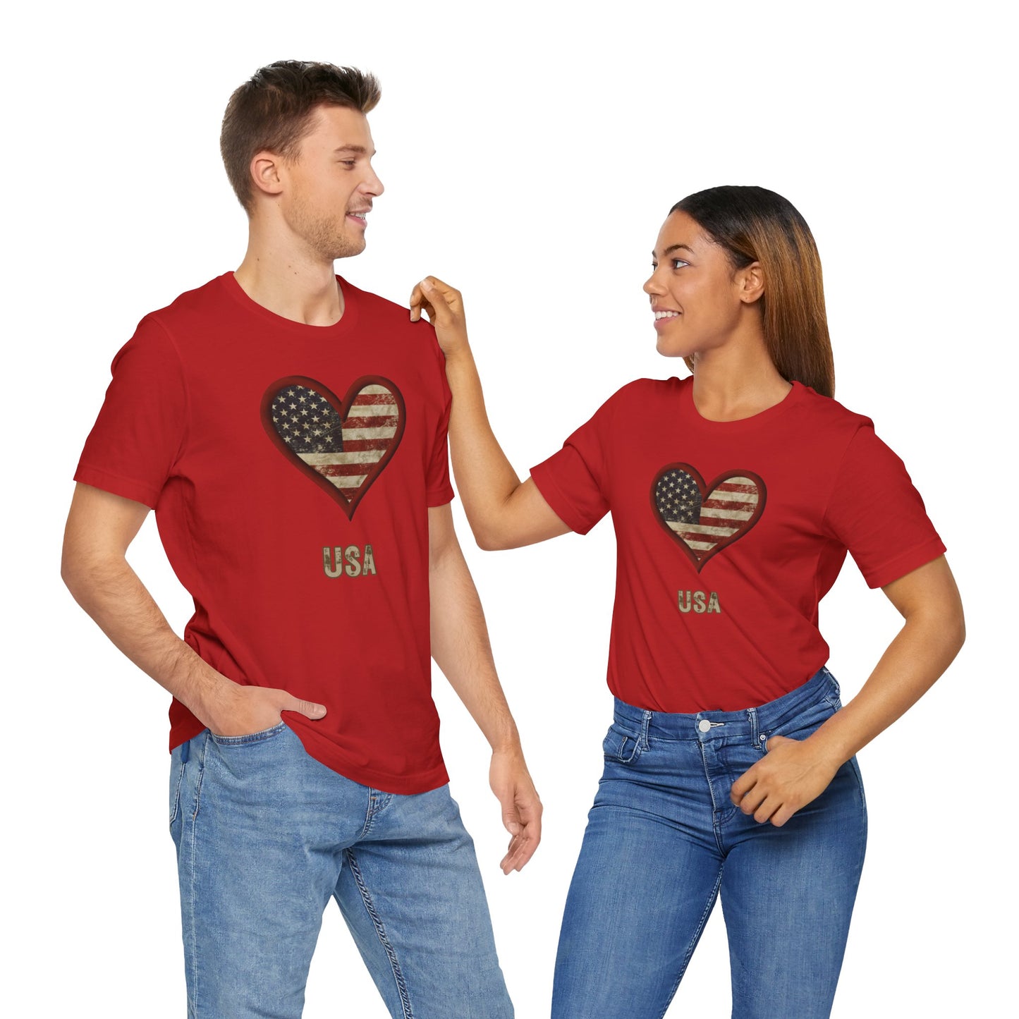 Flag and Heart T-shirt | Patriotic | Americana | Unisex | USA