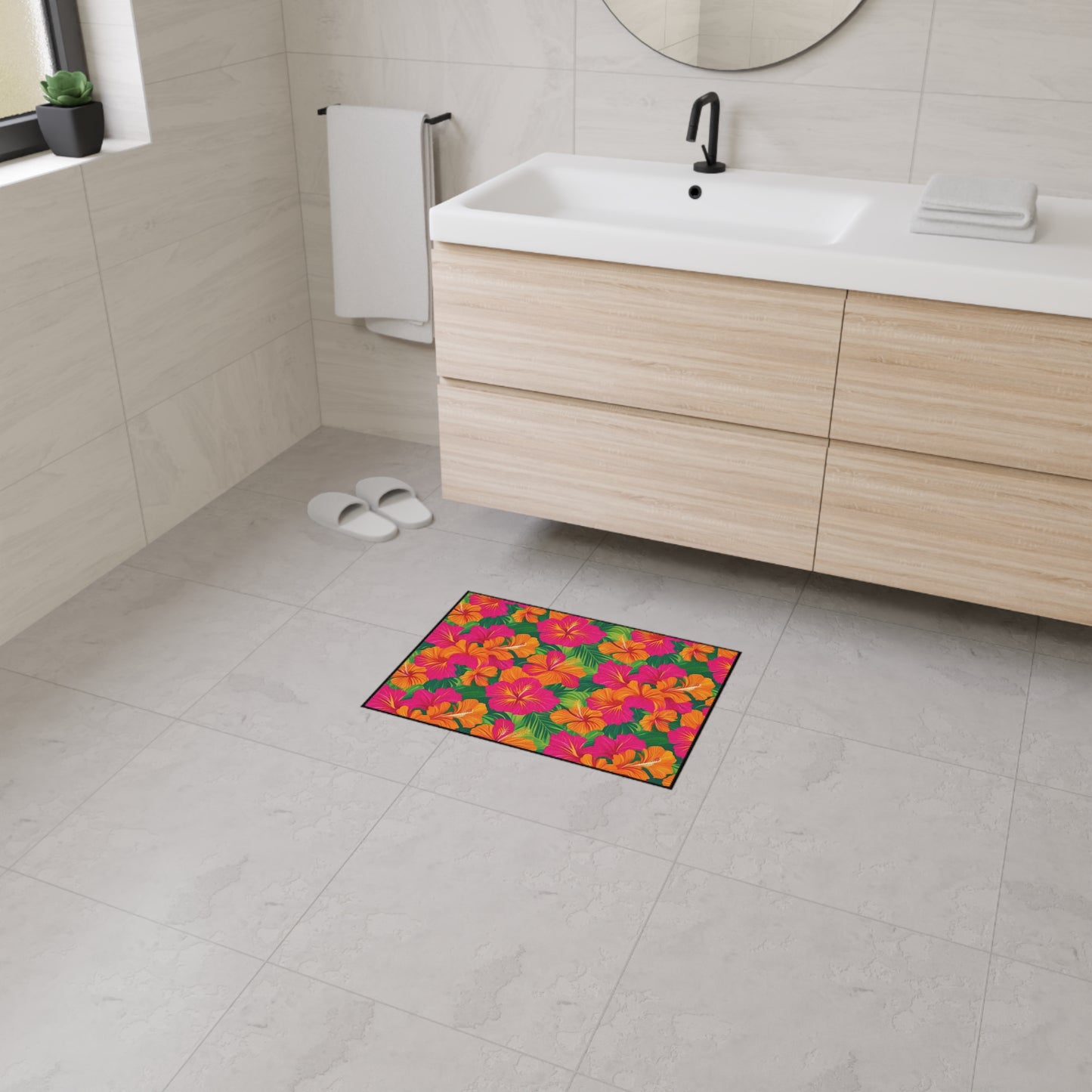 Decorative Heavy Duty Non-Slip Floor Mat Stylish Design Perfect for Entryway Kitchen Décor Beachy Hawaiian Rug Tropical Bathroom Floor