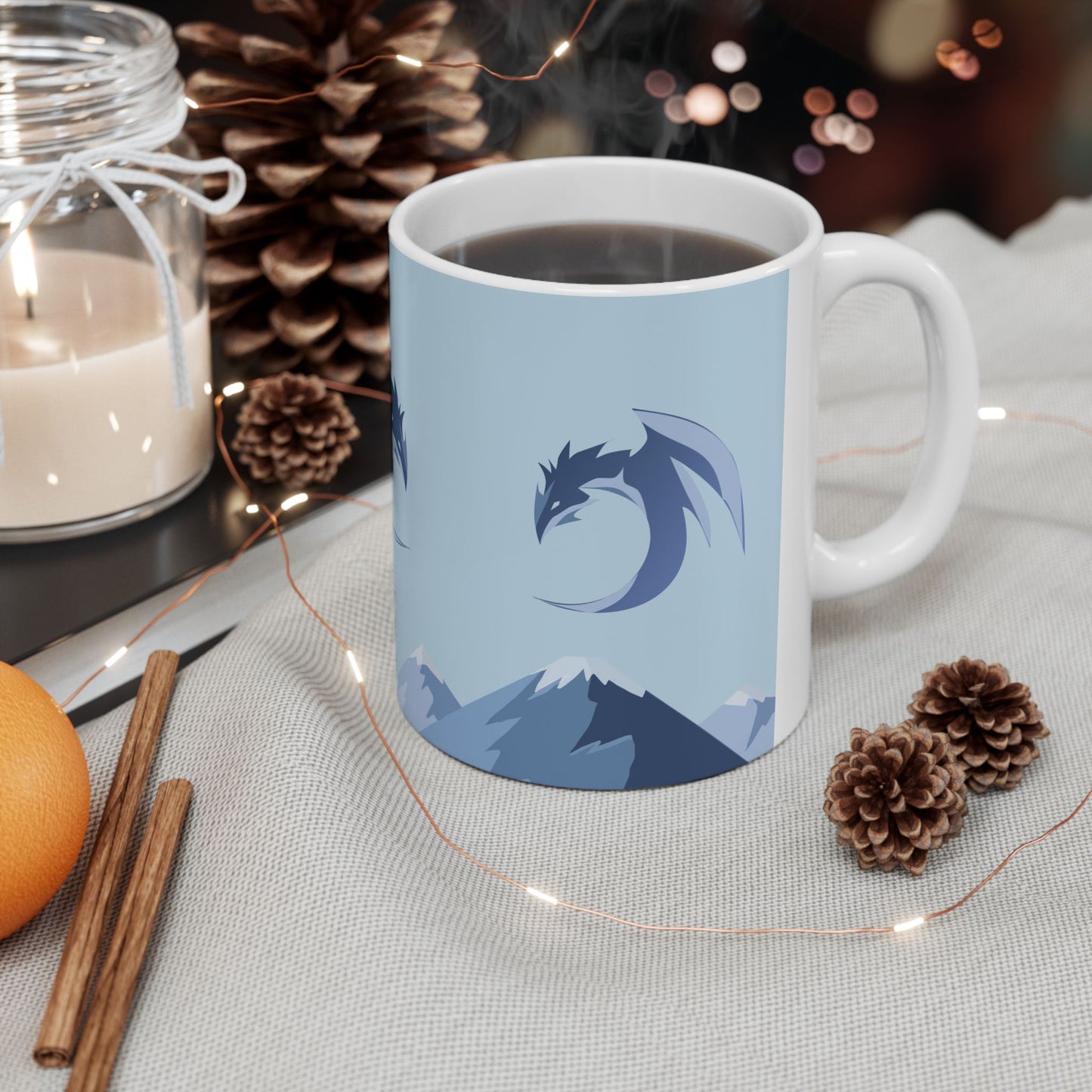 Anime Dragon on Mountain Mug Gamer Gift Mug Dragon Lover Gift