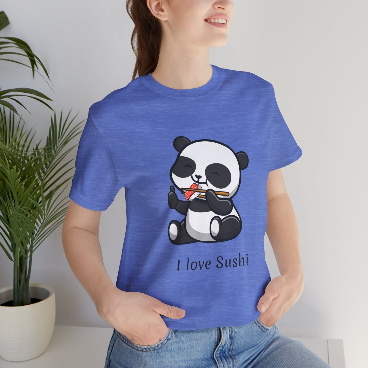 I Love Sushi T-shirt | Funny | Panda Bear | Unisex | Foodie | Culinary | Cute