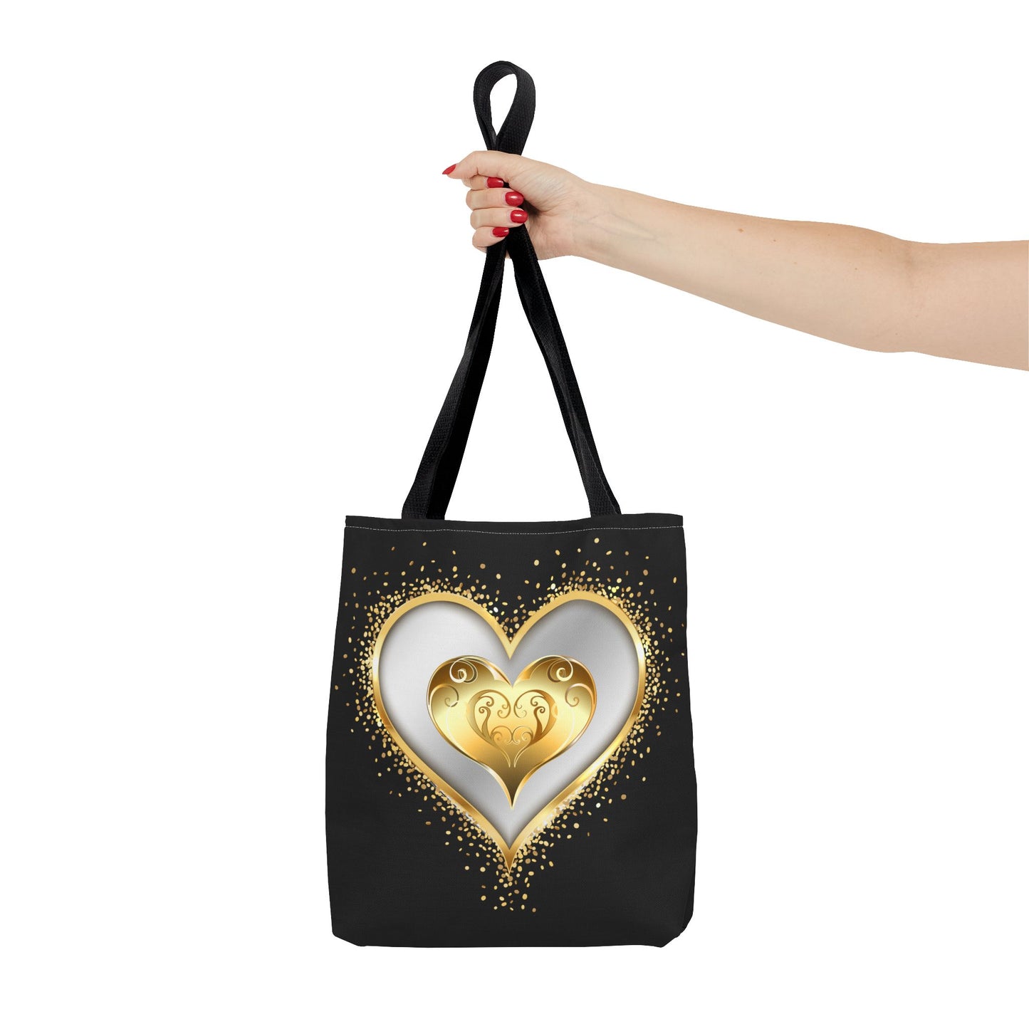 Heart Tote Bag | Carryall | Gold & Silver | Love | Happiness | Friendship |