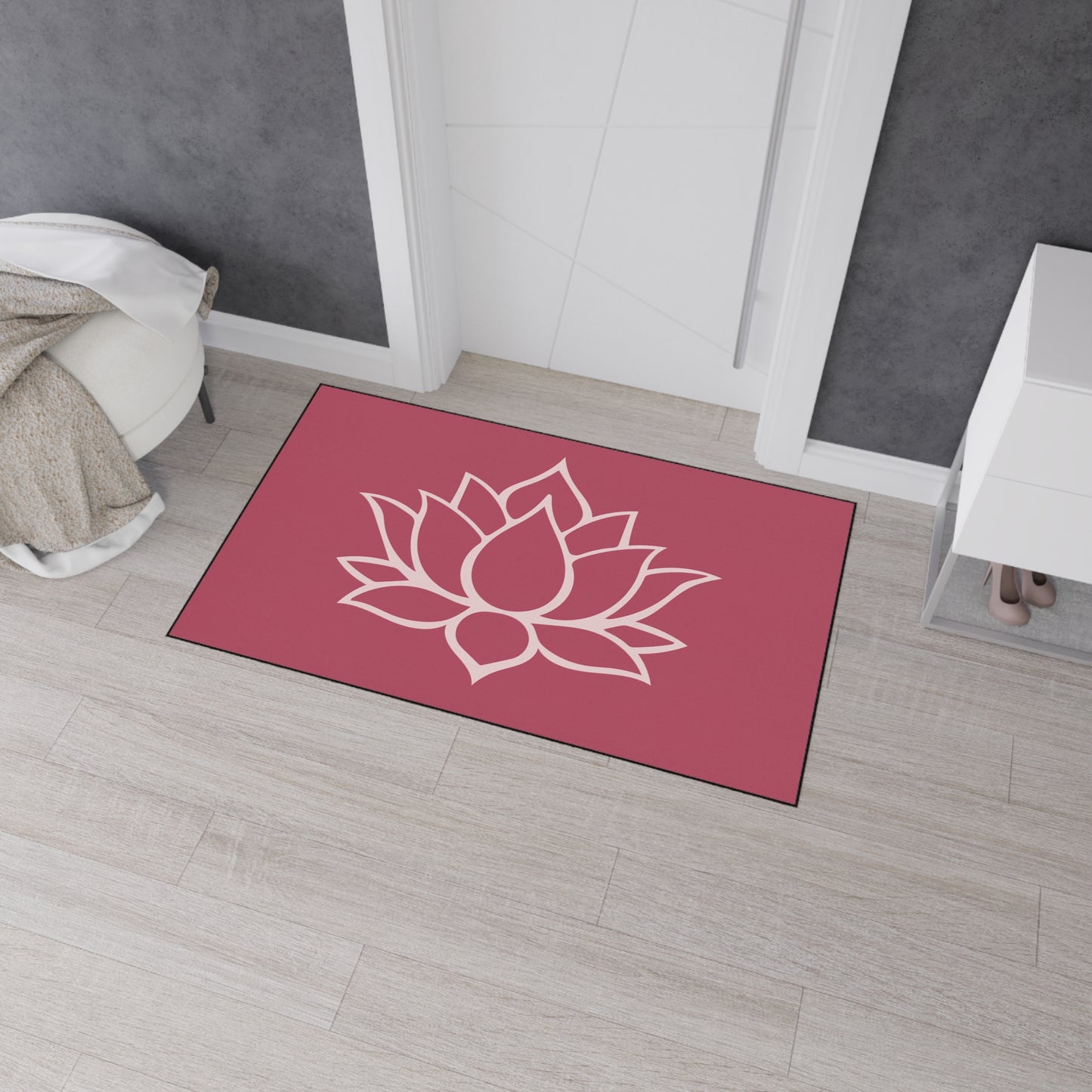Decorative Heavy Duty Non-Slip Floor Mat Stylish Design Perfect for Entryway Kitchen Décor Lotus Blossom Floral Design Rug Bath Mat