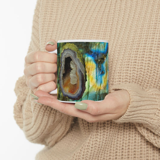 Colorful Crystal Geode Design Coffee Tea Mug Cottage Core Boho Gemologist Gift for Her Nature Lover Rock Gift