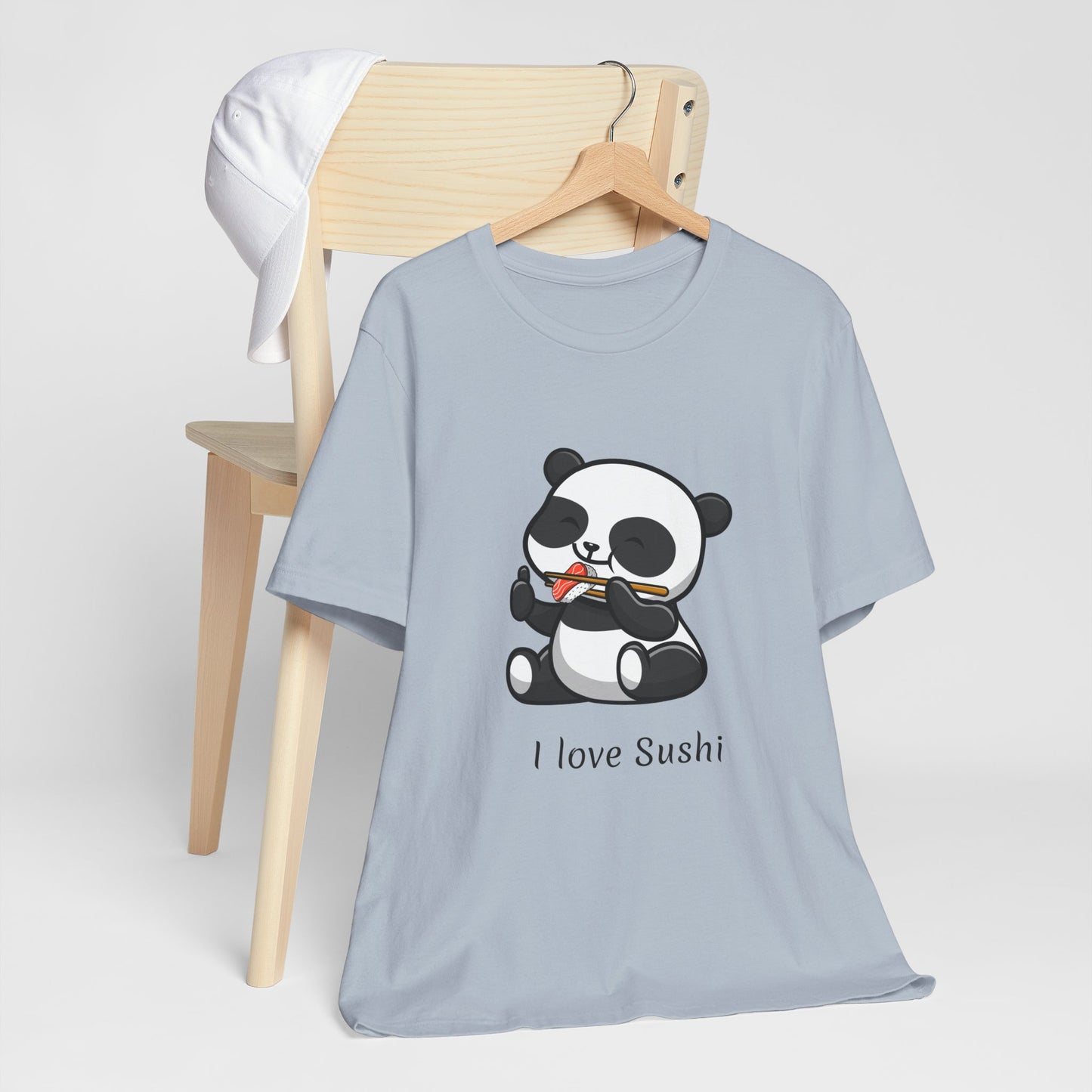 I Love Sushi T-shirt | Funny | Panda Bear | Unisex | Foodie | Culinary | Cute