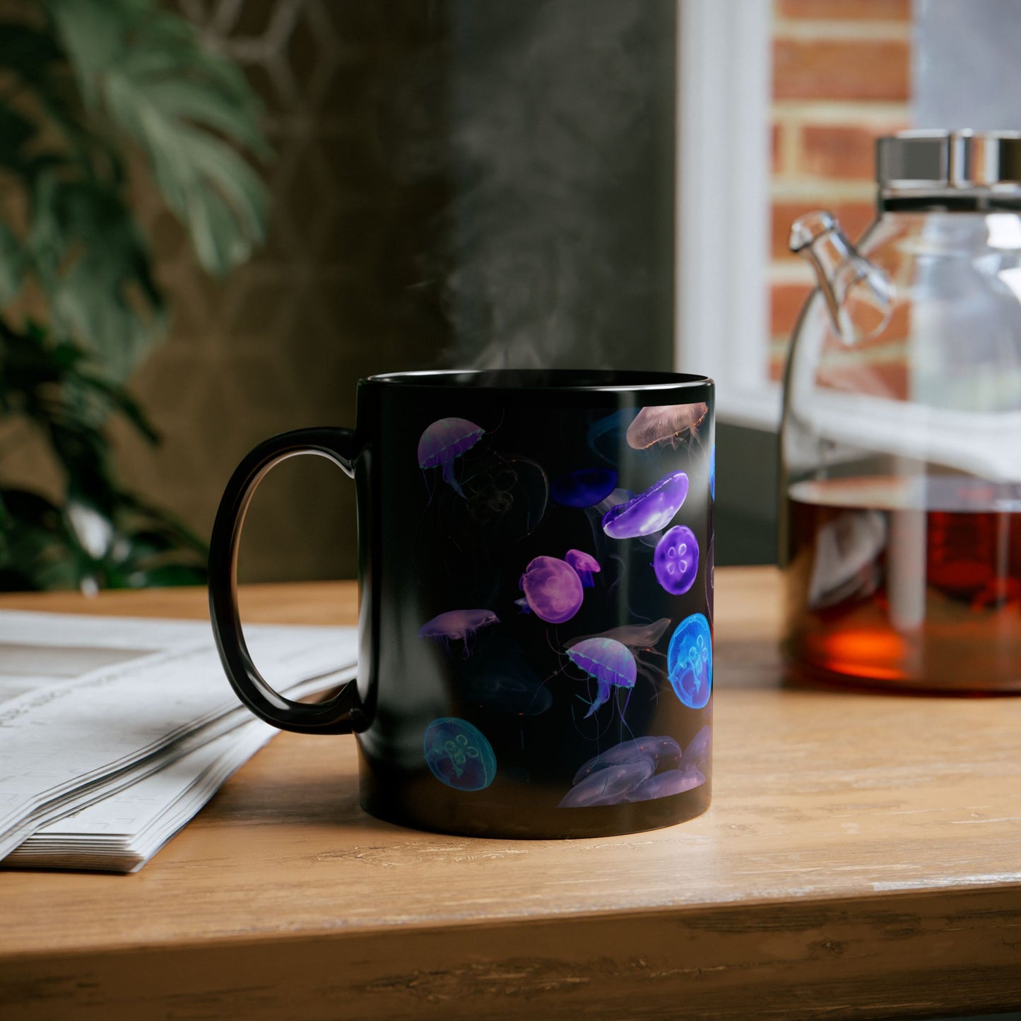 Neon Underwater Jellyfish Sea Lover Gift Mug Aquarium Sea Creature Aquatic Mug Great Scuba Diver Marine Life Gift