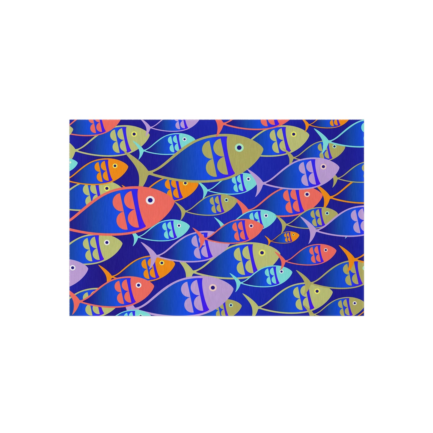Fish Design Chenille Outdoor Rug with No-Skid Backing Cozy Outdoor Patio Carpet Oceanic Decor Gazebo Rug Pool Area Decor Kitchen Carpet