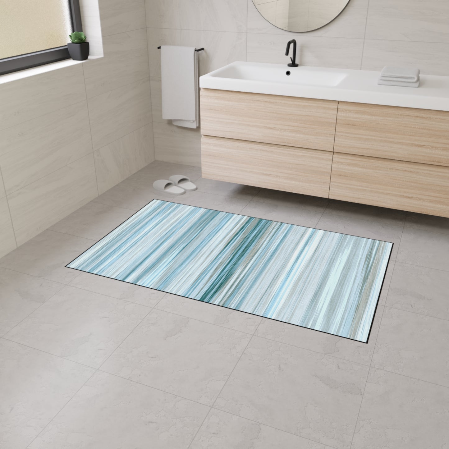 Decorative Heavy Duty Non-Slip Floor Mat Stylish Design Perfect for Entryway Kitchen Décor Beachy Rug Striped Bathroom Floor Door Mat