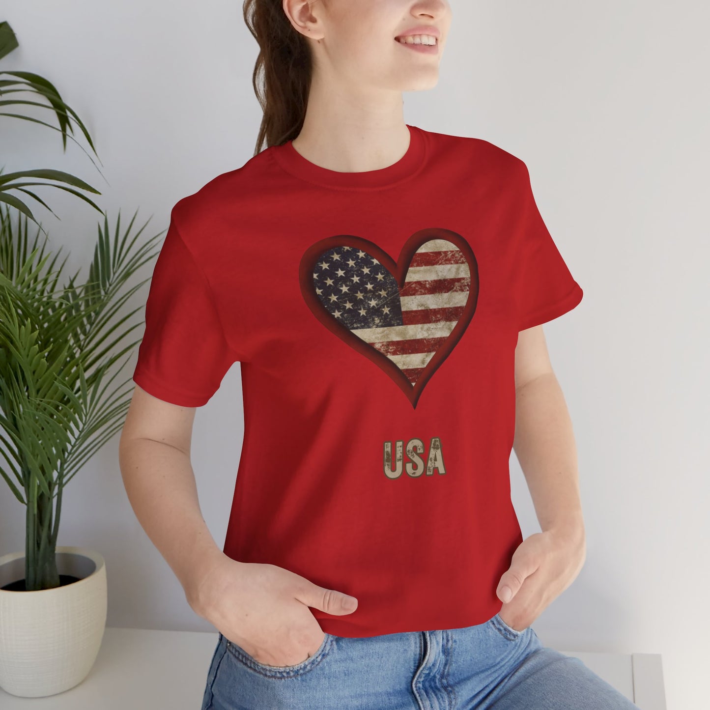 Flag and Heart T-shirt | Patriotic | Americana | Unisex | USA