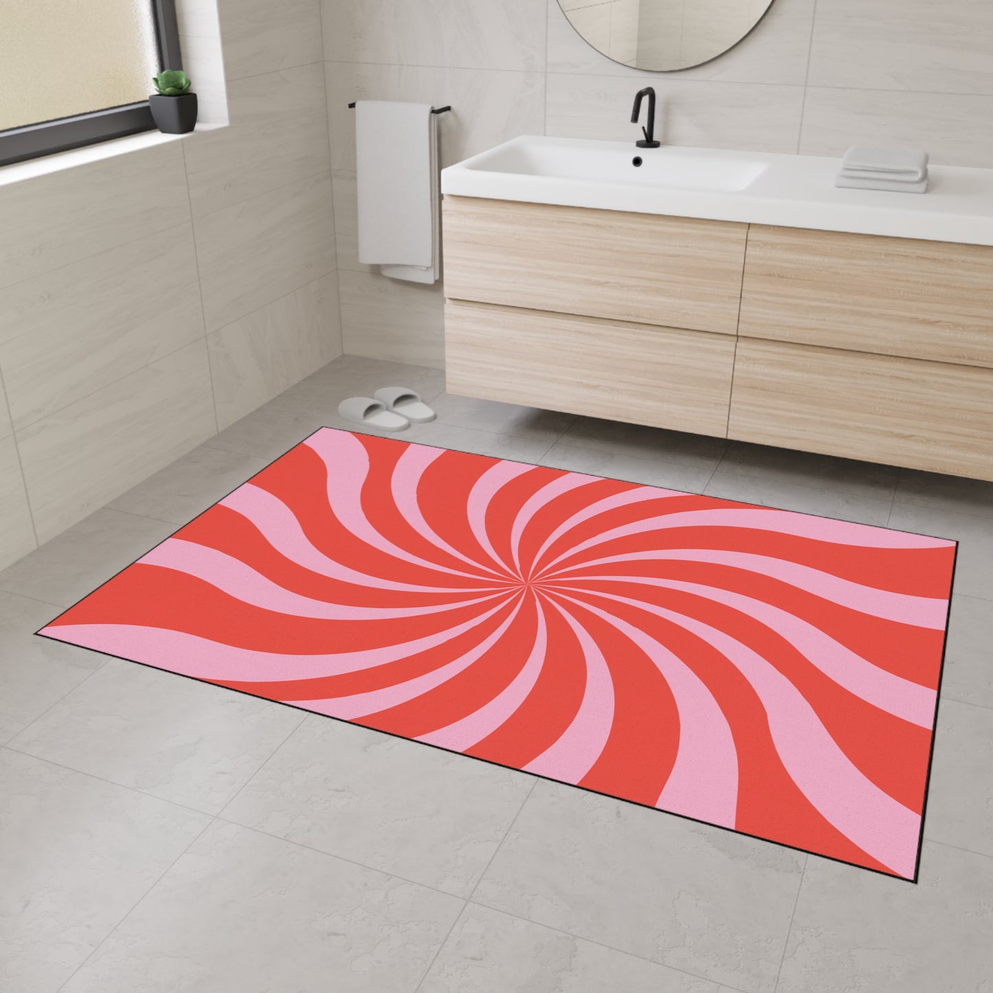 Grovy Retro Decorative Heavy Duty Non-Slip Floor Mat Stylish Design Perfect for Entryway Kitchen Décor Beachy Swirl Design Bathroom Mat
