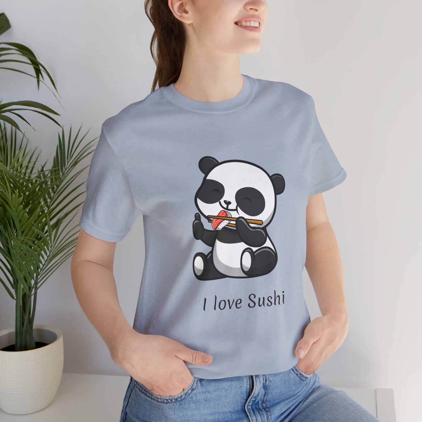 I Love Sushi T-shirt | Funny | Panda Bear | Unisex | Foodie | Culinary | Cute