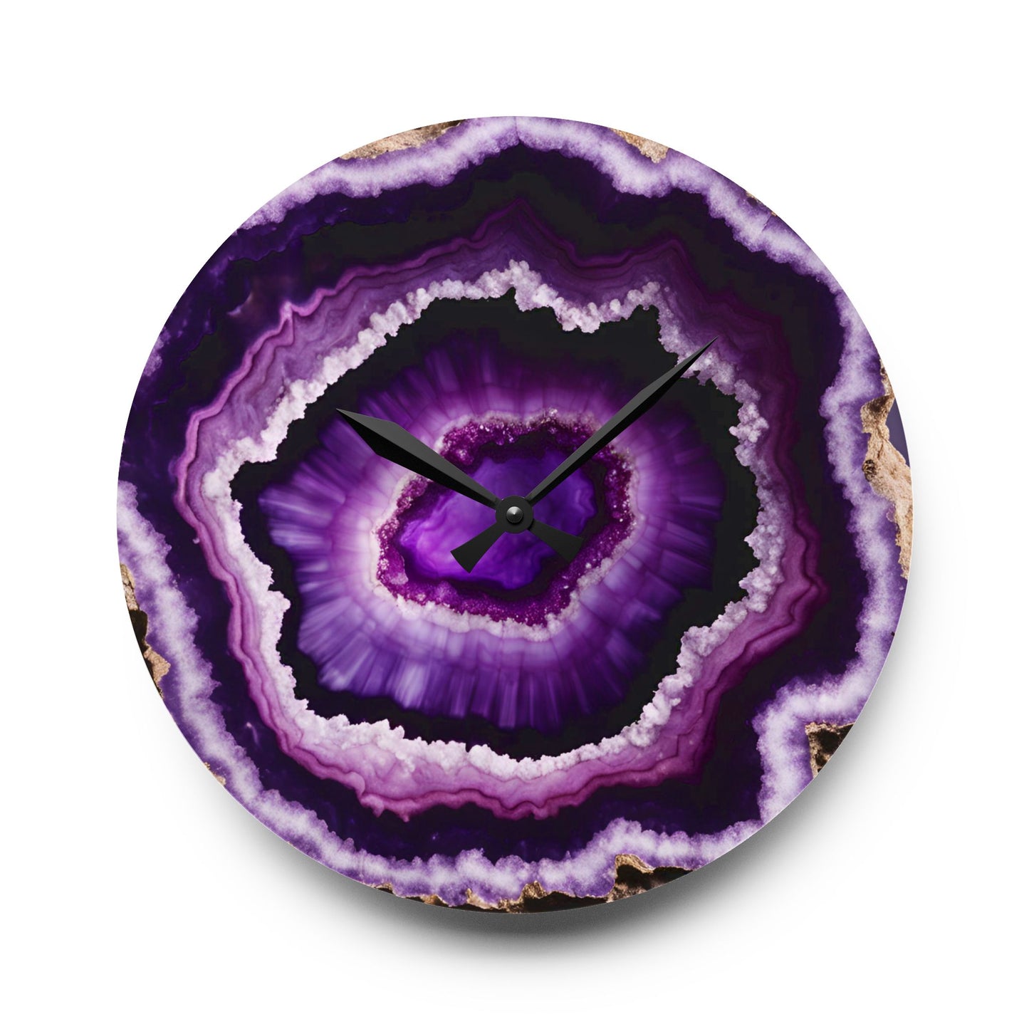 Purple Amethyst Agate Crystal Geode Unique Design Acrylic Wall Clock Crystal Lover Gemologist Gift Nature Lover Rock Gift