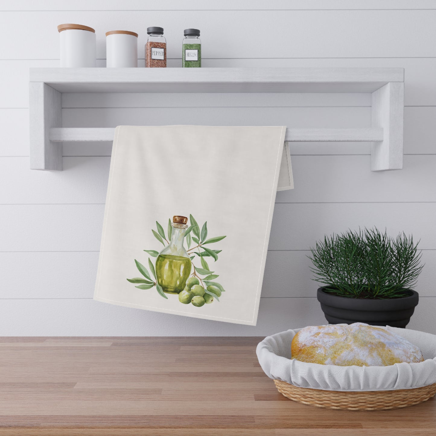 Olive Oil Floral Pastel Kitchen Tea Towel Durable Hand Towel Gift for Flower Lover Whimsical Home Decor Decorative Kitchen Cotton Twill