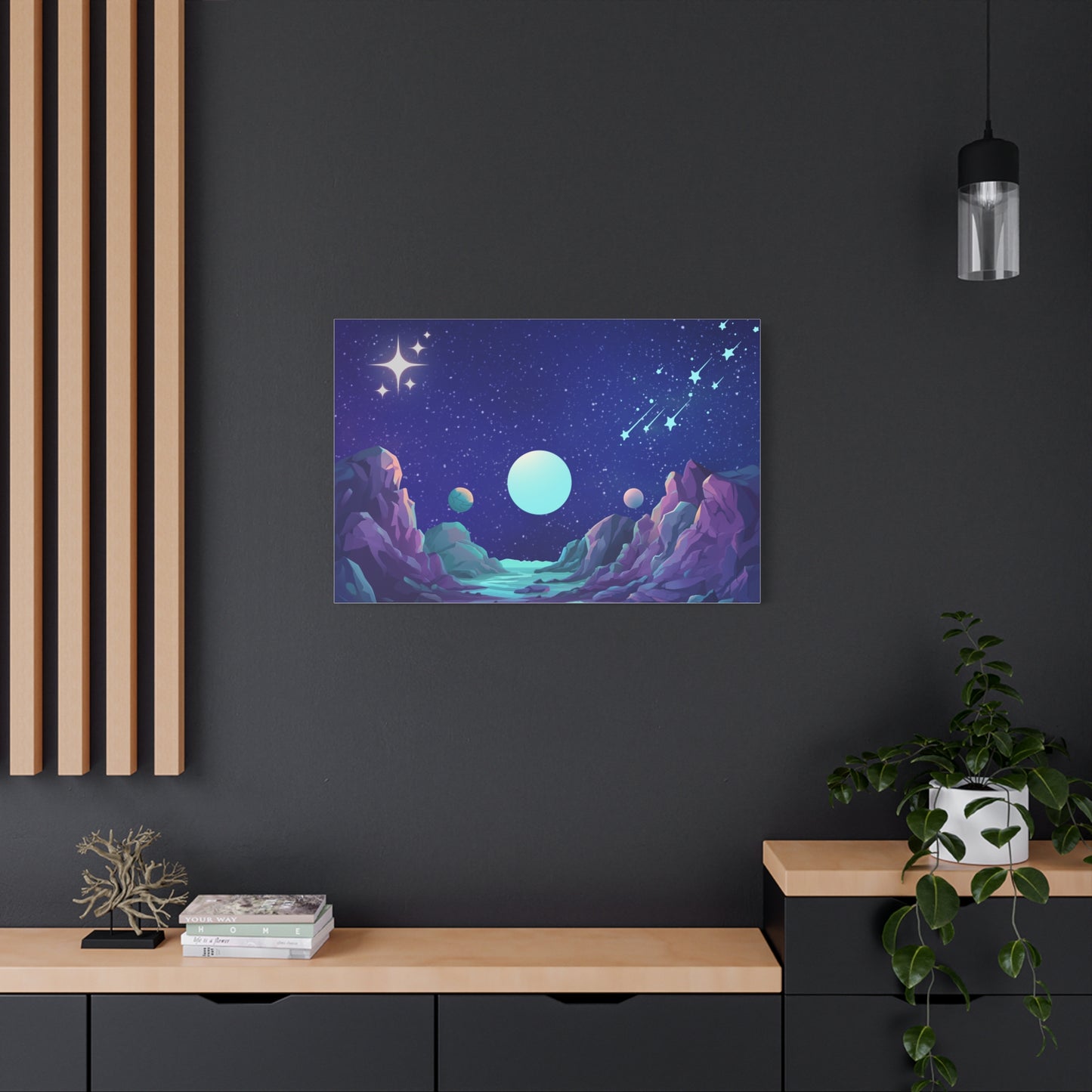 Interstellar Print Wall Art | Matte Canvas, Stretched, 1.25" | Anime | Gothic | Sci-fi | Space | Moon | Stars |
