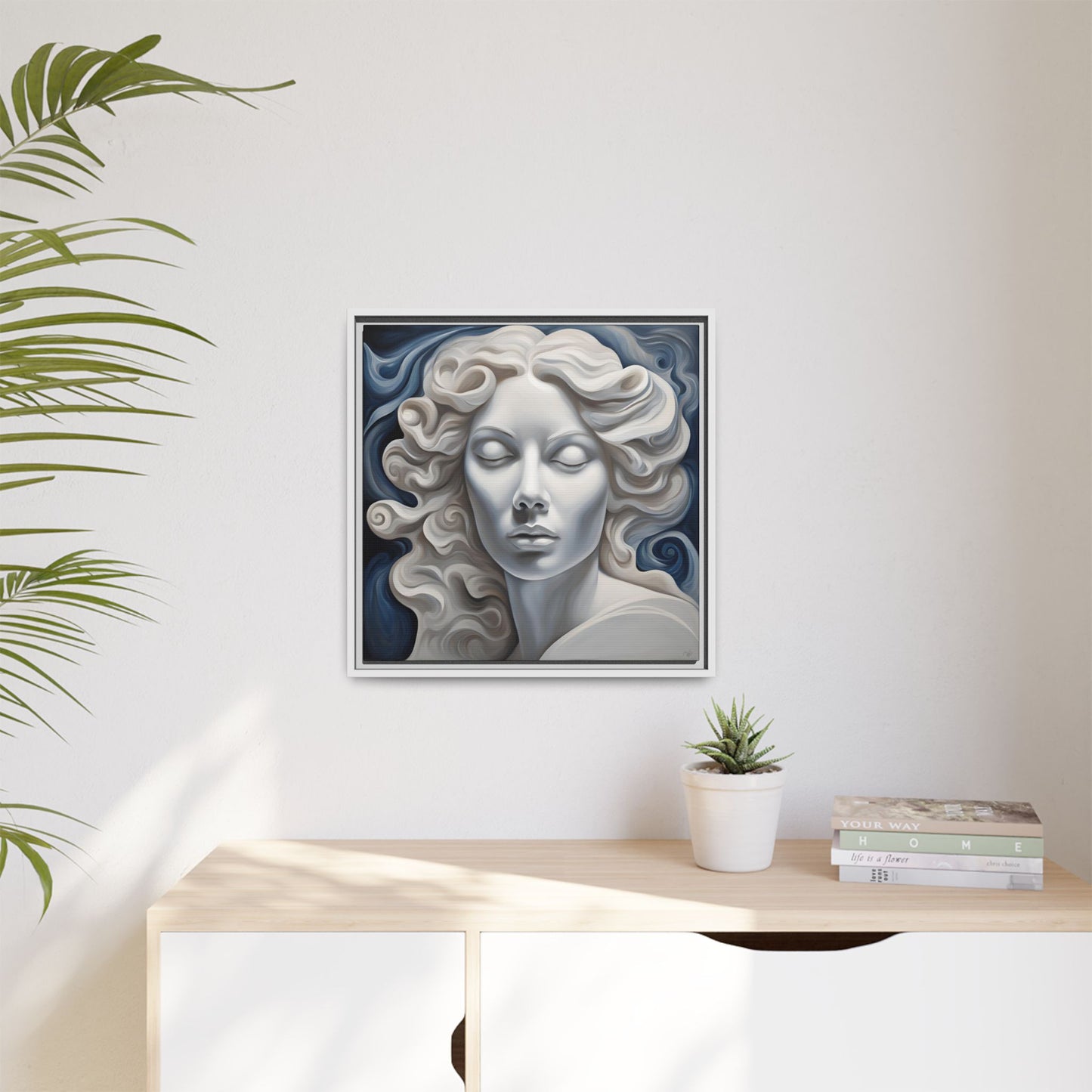 Modern Abstract Woman's Face Design Unique Framed Print Canvas Wall Decor Gift 3 frame colors to chose from
