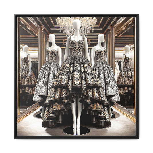 Fashion Formal Runway Dress Framed Canvas Print Wall Art Unique Fashion Designer Style Haute Couture Fashionista Gift Decor 3 Frame Colors