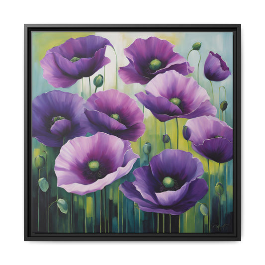 Modern Poppies Print Floral Design Unique Framed Canvas Print Wall Art Flower Lover Gift Nature Lover Gift Wildflower Decor 3 frame colors