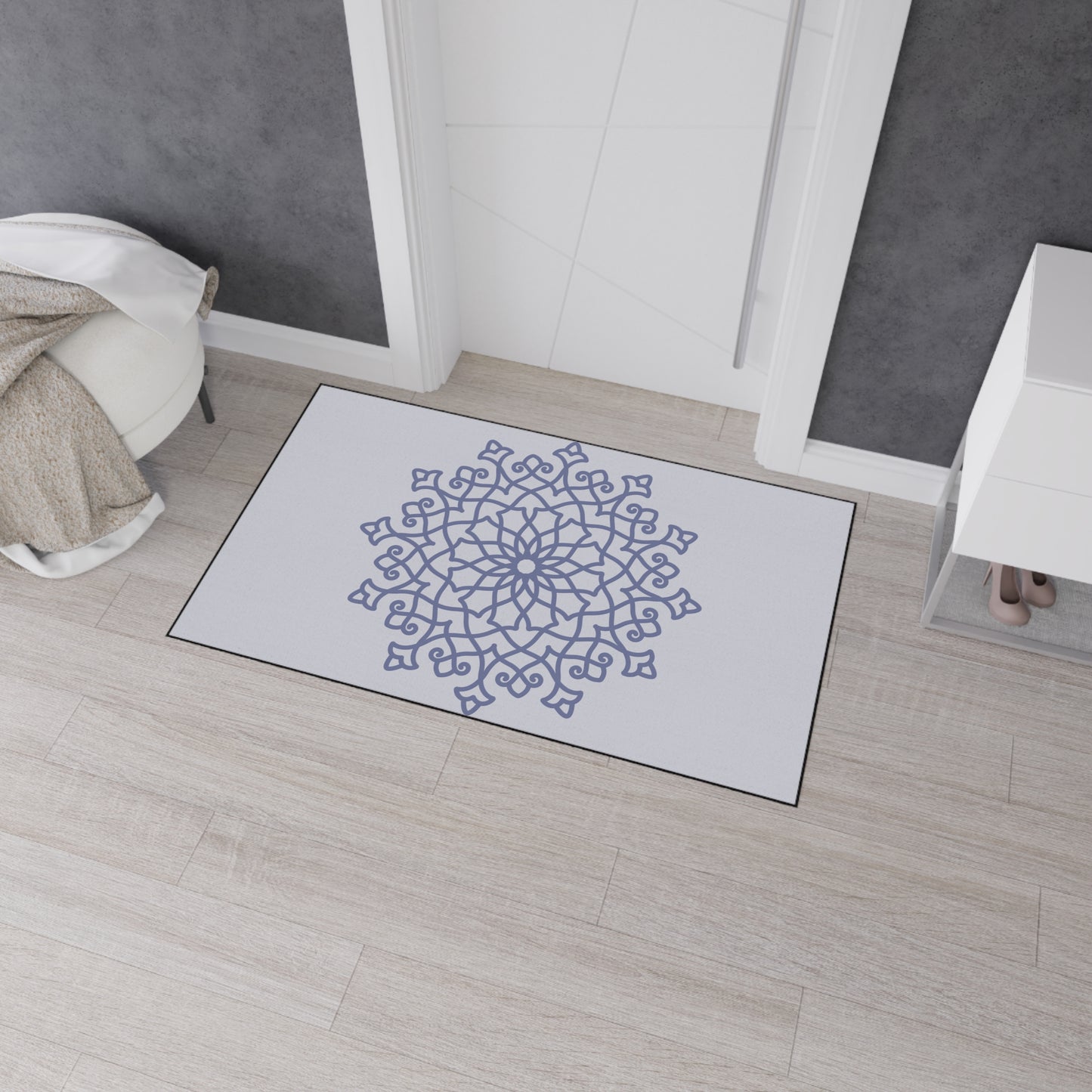 Decorative Heavy Duty Non-Slip Floor Mat Stylish Design Perfect for Entryway Kitchen Décor Grey Geometric Floral Design Rug Bathroom Mat