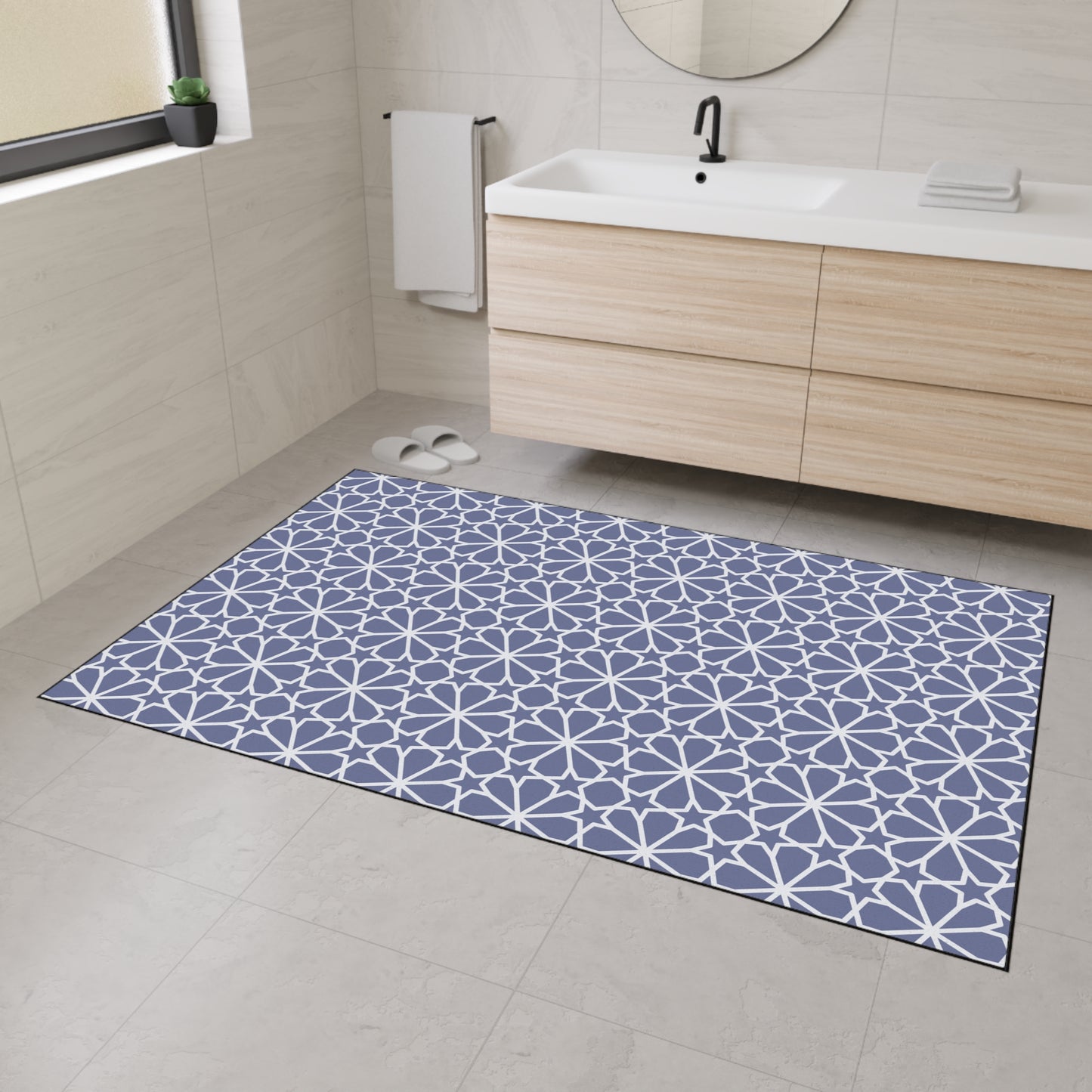 Decorative Heavy Duty Non-Slip Floor Mat Stylish Design Perfect for Entryway Kitchen Décor Grey Floral Geometric Design Rug Bathroom Mat