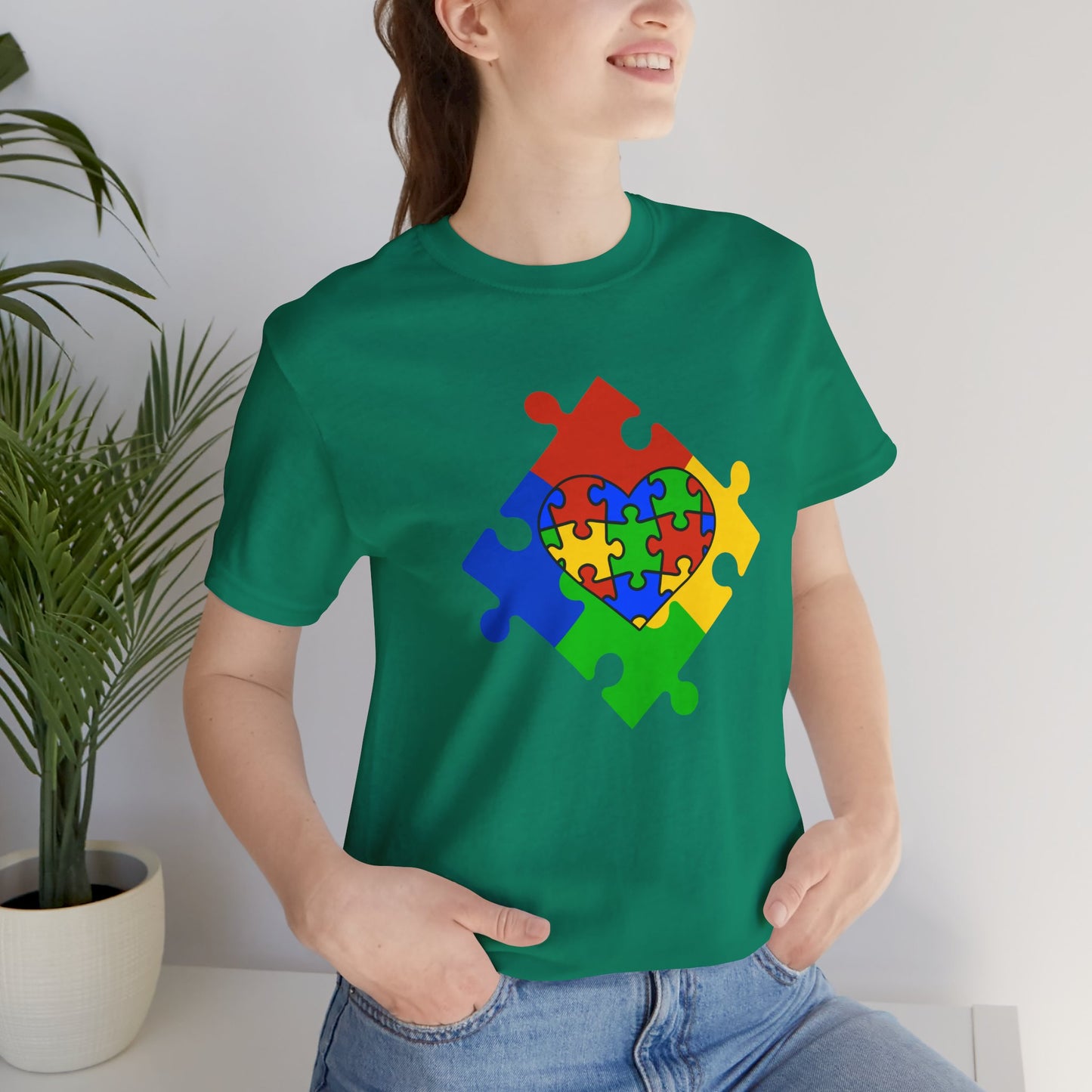 Autism Spectrum Awareness and Love T-Shirt Gift for Teacher Christmas Present Unique Special Needs Gift Unisex Jersey Short Sleeve Tee