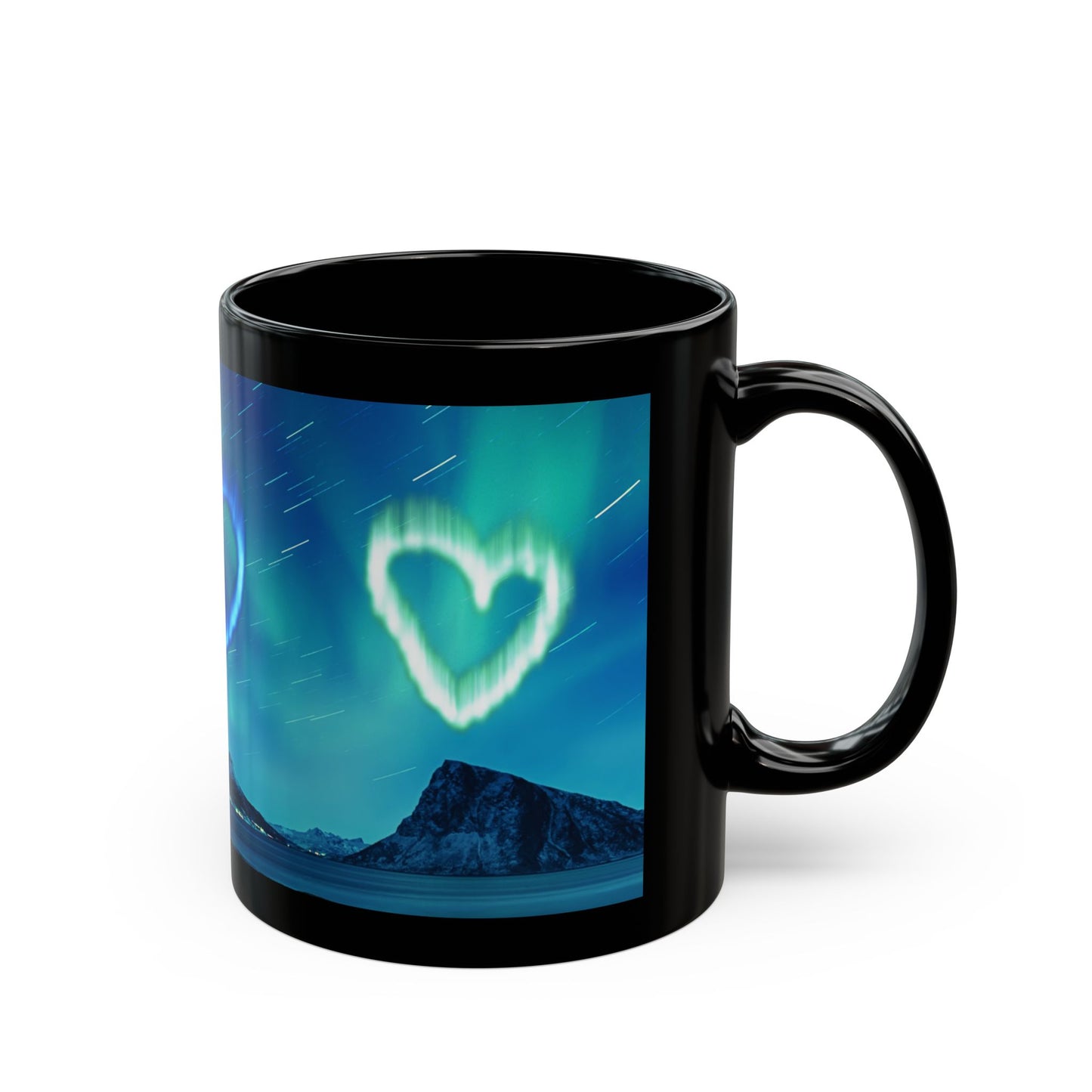 Aurora Borealis Hearts Design Coffee Tea Hot Chocolate Mug Celestial Arctic Polar Northern Lights Stargazer Gift 11 oz Mug Nature Lover Gift