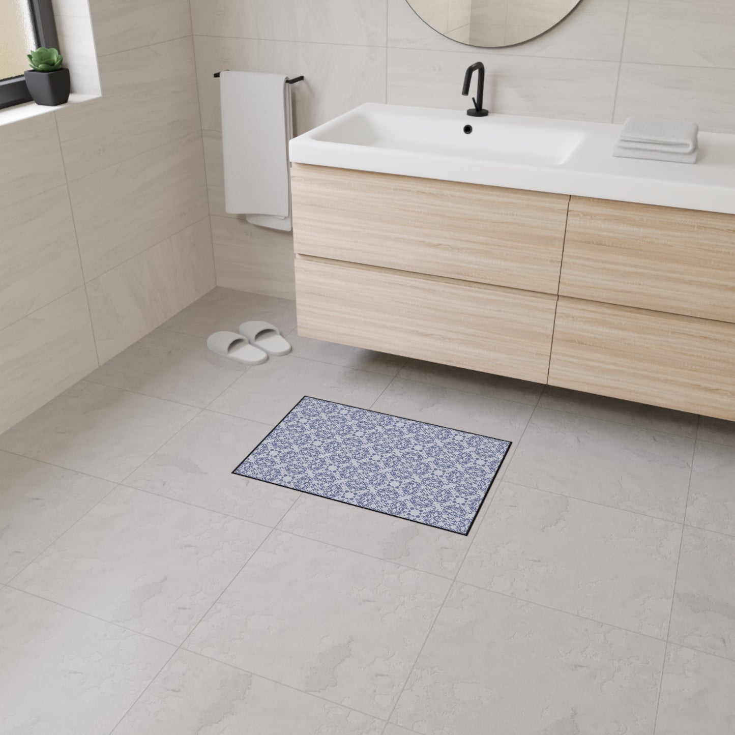 Decorative Heavy Duty Non-Slip Floor Mat Stylish Design Perfect for Entryway Kitchen Grey Geometric Floral Design Rug Bathroom Mat