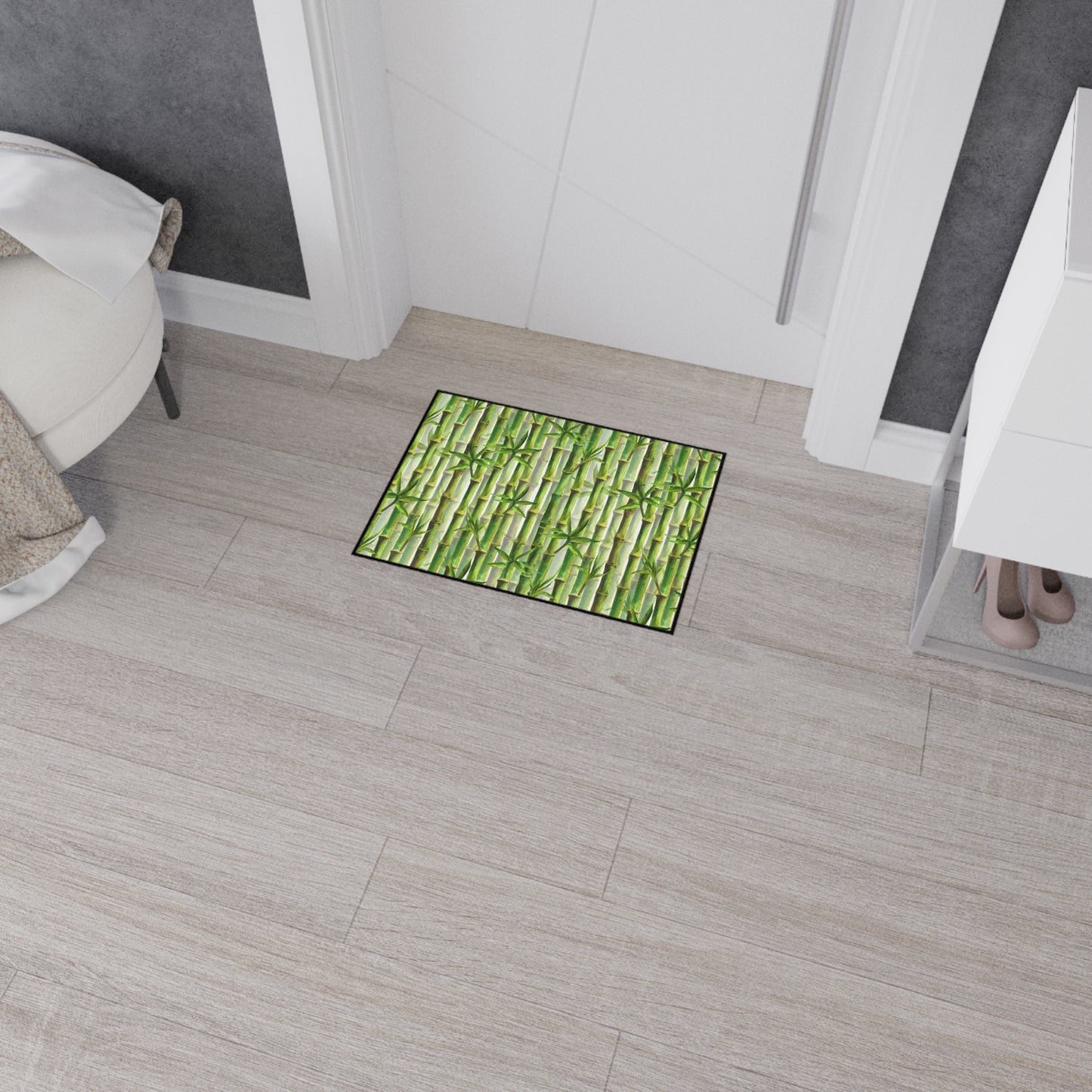 Decorative Heavy Duty Non-Slip Floor Mat Stylish Design Perfect for Entryway Kitchen Décor Beachy Rug Tropical Bamboo-look Bathroom Door Mat