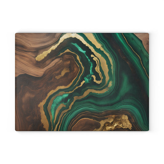 Kitchen Decor Glass Wood-look Image Nature Lover Cutting Board Serving Tray Home Cook Gift Colorful Glass Geode-inspired Charcuterie Board