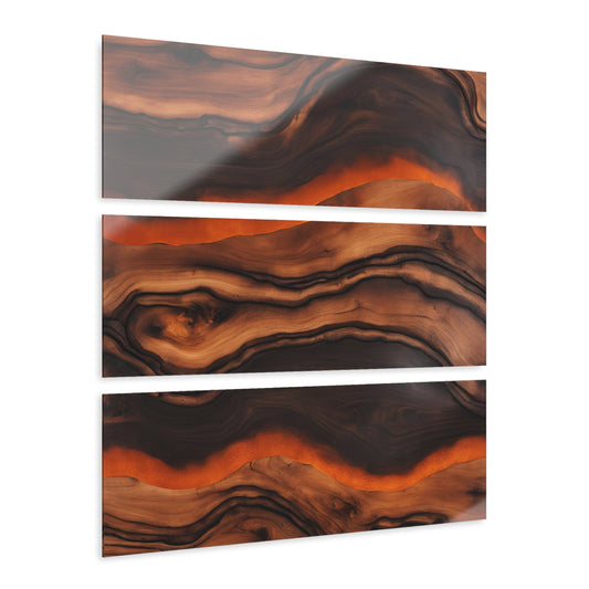 Geode-Inspired Wood-look Design Triptych Acrylic Print Wall Art Nature Lover Gift Geology Agate Rock Lover Gift