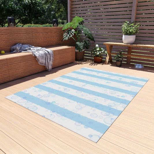 Stiped Chenille Outdoor Rug with No-Skid Backing Cozy Outdoor Carpet Patio Decor Gazebo Beachy Rug Pool Area Decor Outdoor Kitchen Carpet