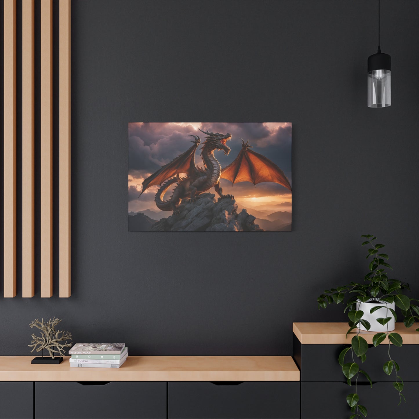 Dragon Print Wall Art | Matte Canvas, Stretched, 1.25" | Anime | Fantasy |