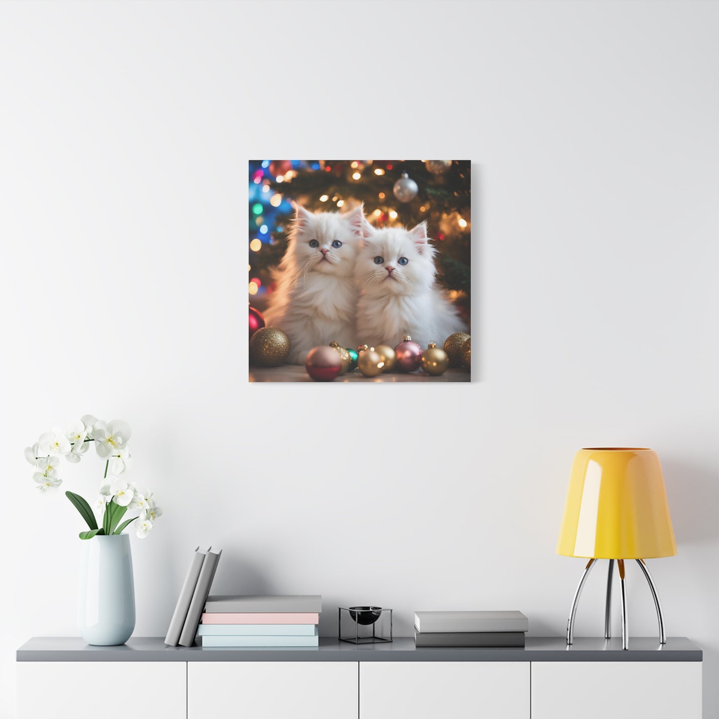 Christmas Kittens Print Wall Art | Matte Canvas, Stretched, 1.25" | Animal Lover | Holiday Gift |