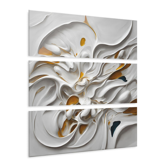 Modern Art Style Swirl Design Triptych Acrylic Print Wall Art Unique White Abstract Art 3-Panel Wall Decor Interior Decorator Art