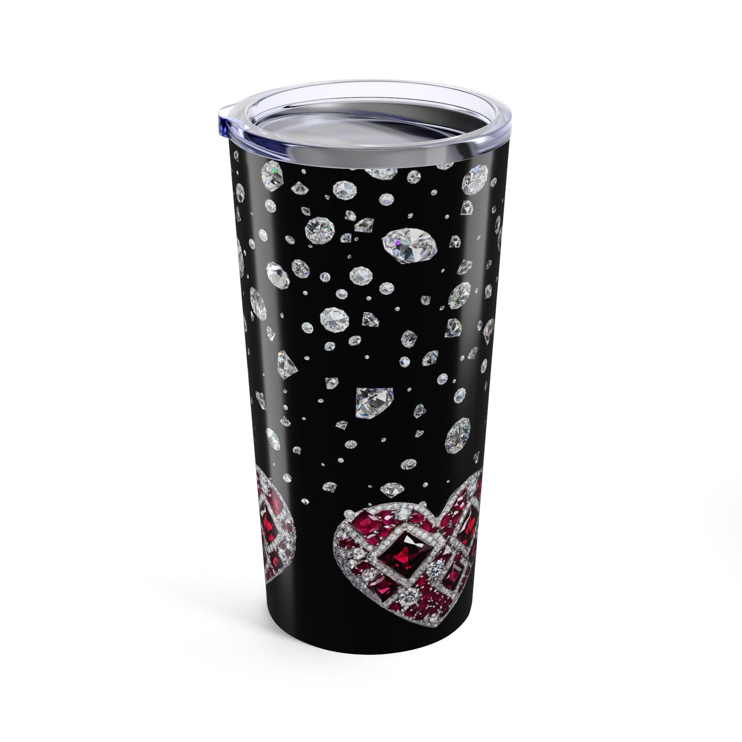 Ruby and Diamond Hearts Tumbler Valentine's Gift for Her Love Friendship Gift Tumbler Gemstone Lover Rhinestone Crystal Design Tumbler