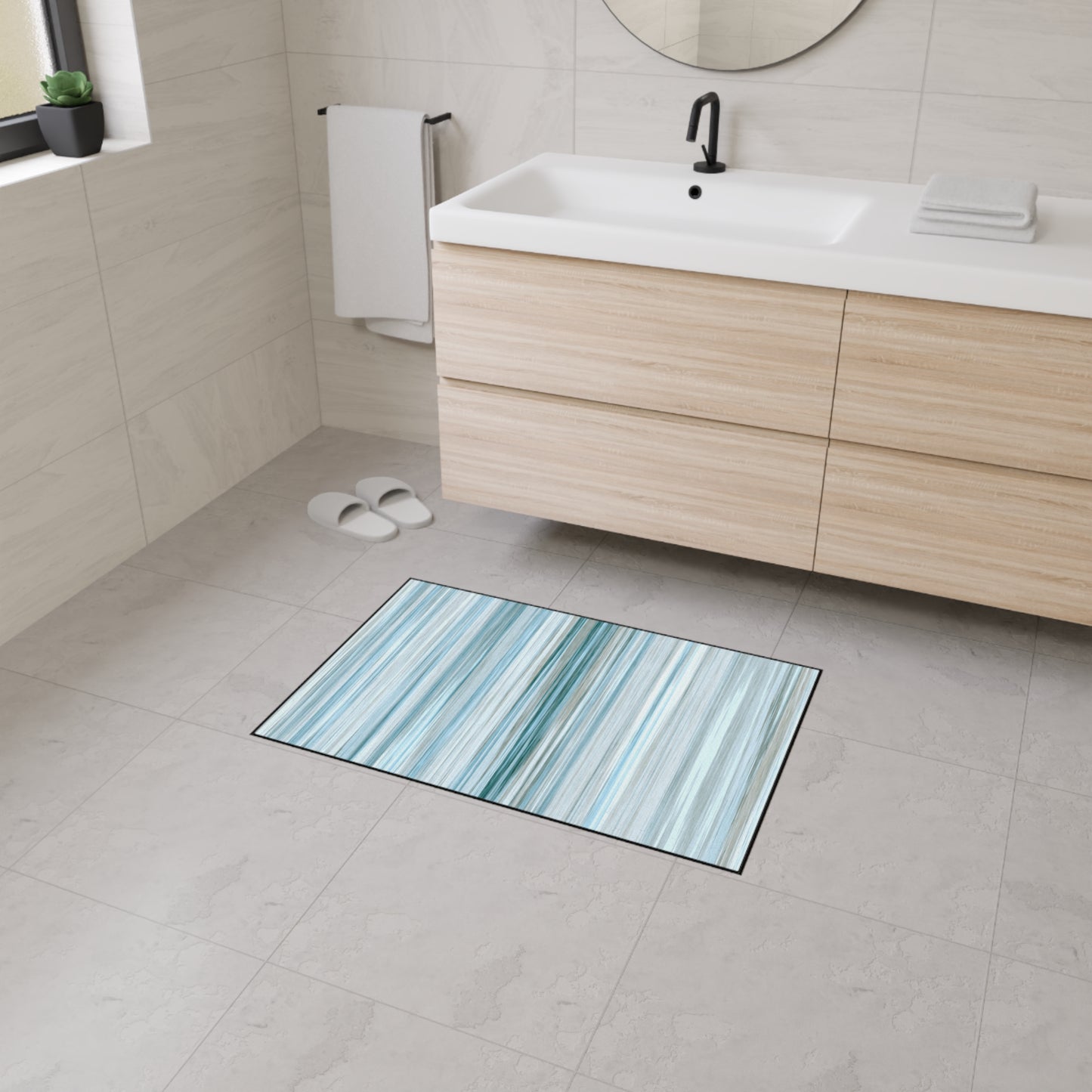 Decorative Heavy Duty Non-Slip Floor Mat Stylish Design Perfect for Entryway Kitchen Décor Beachy Rug Striped Bathroom Floor Door Mat