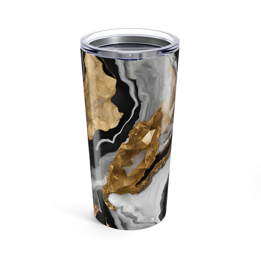 Black, White and Gold Geode Design 20 oz Tumbler Nature Lover Gift Geology Rock Lover Insulated Stainless Hot or Cold Marble Design Tumbler