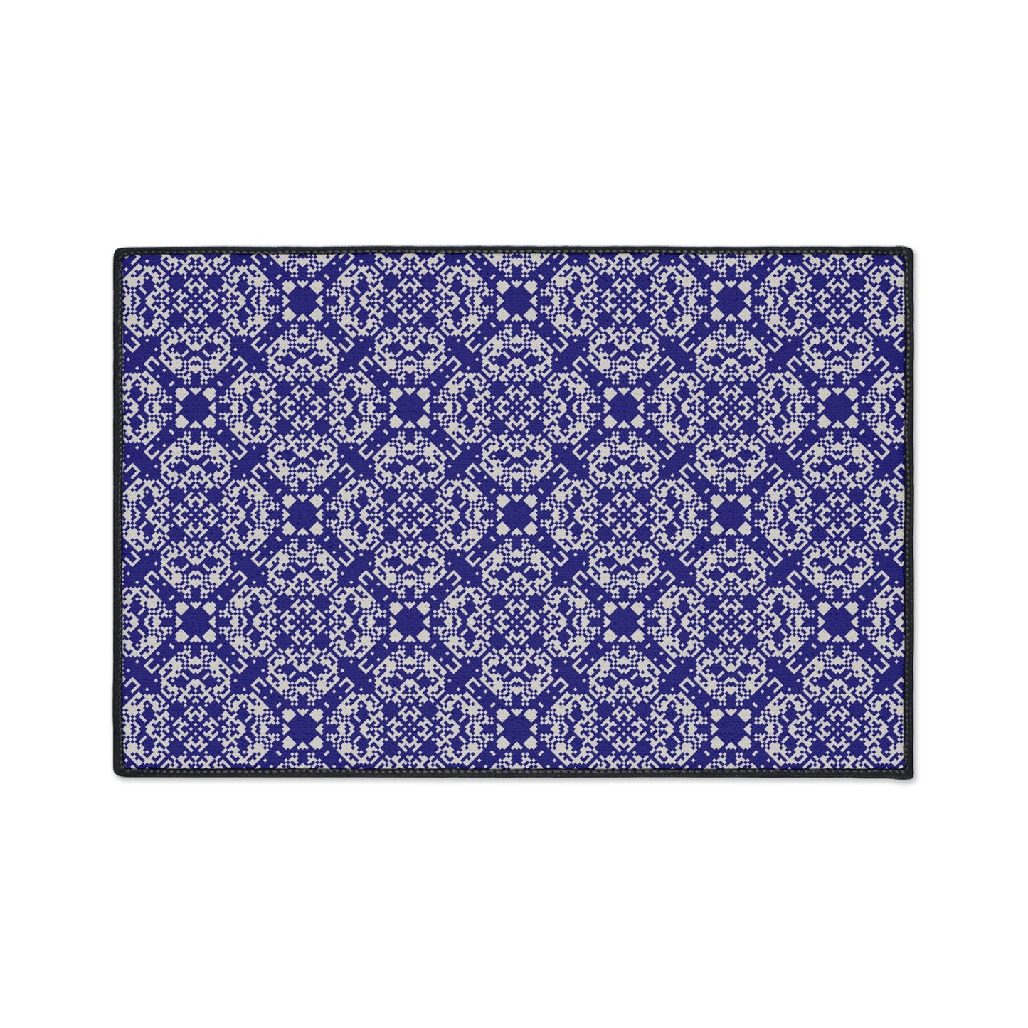 Decorative Heavy Duty Non-Slip Floor Mat Stylish Design Perfect for Entryway Kitchen Décor Blue Geometric Floral Design Rug Bathroom Mat