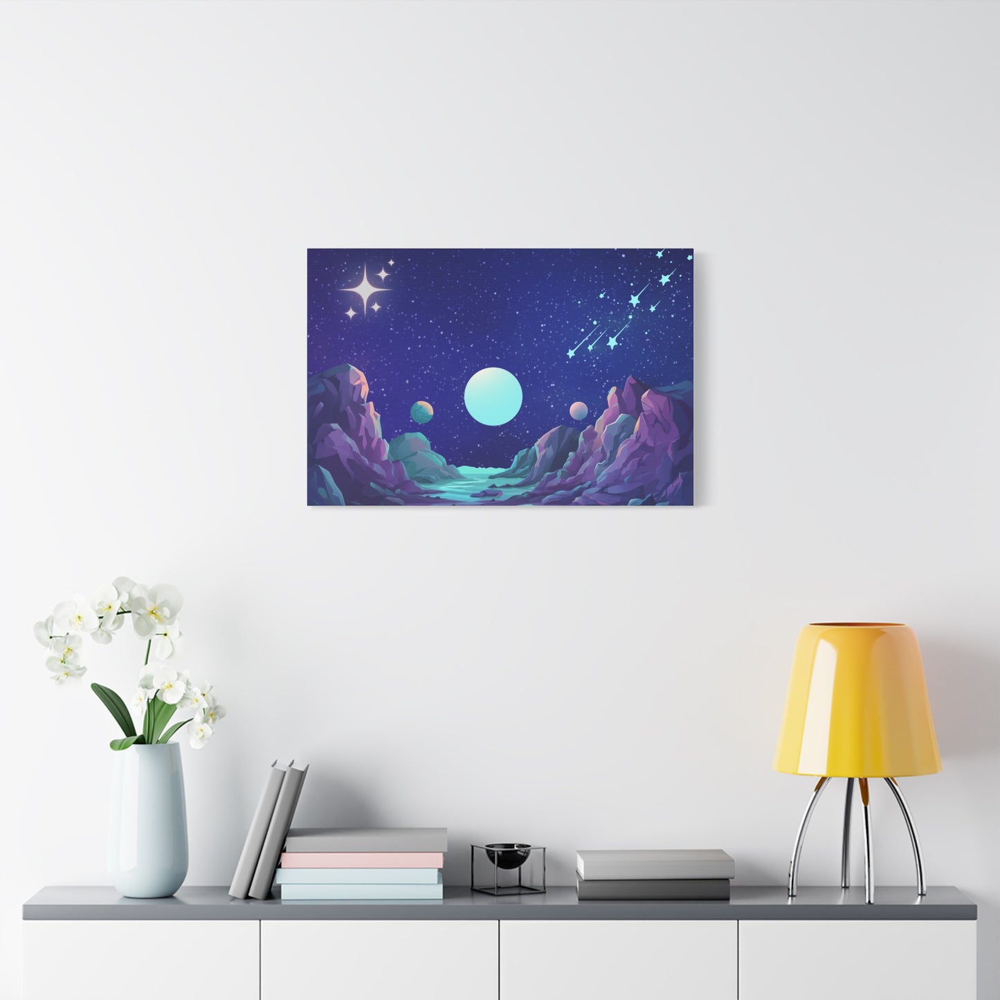 Interstellar Print Wall Art | Matte Canvas, Stretched, 1.25" | Anime | Gothic | Sci-fi | Space | Moon | Stars |