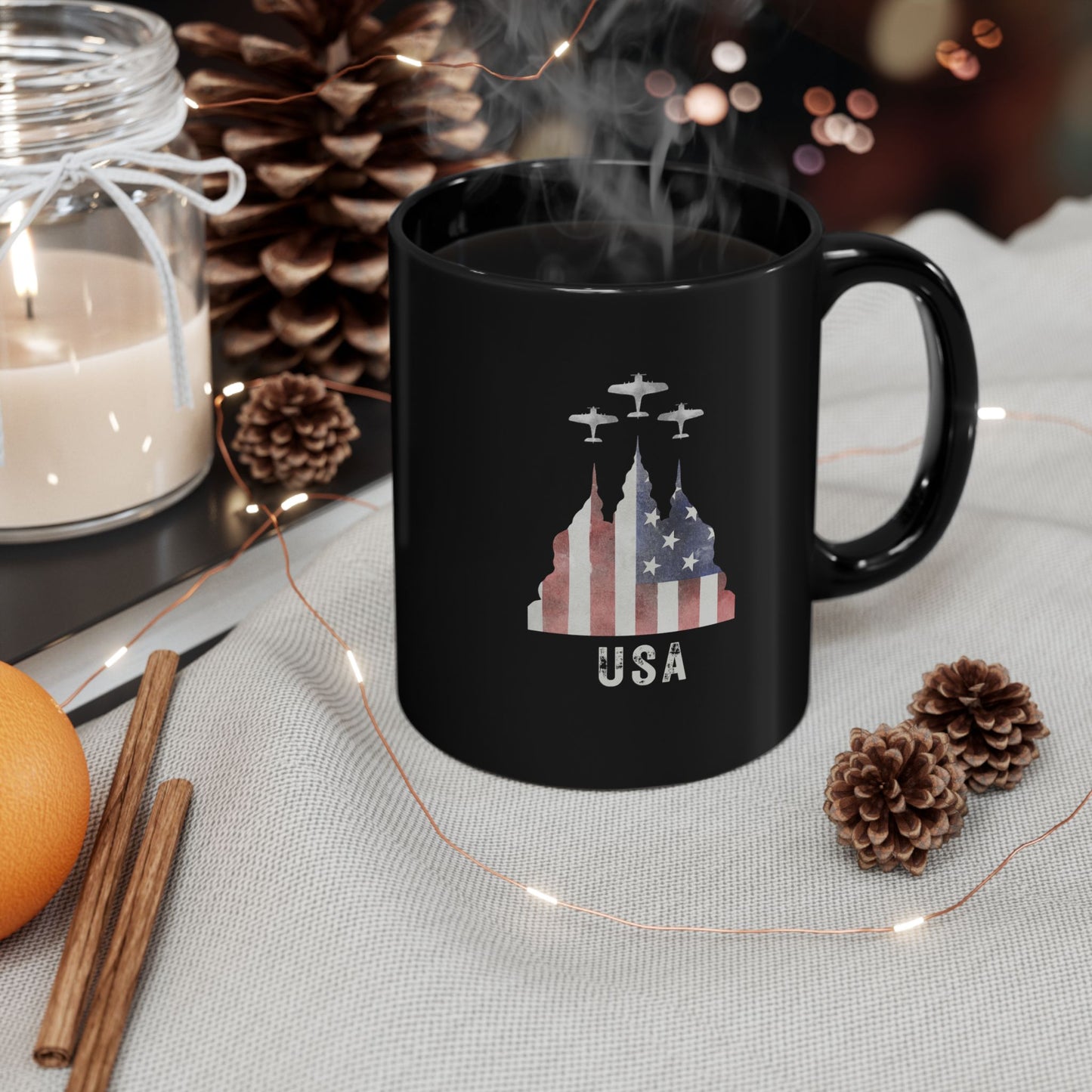 Flag and Jets Coffee Mug | USA | Patriotic | America | Vote | Election | Maga |