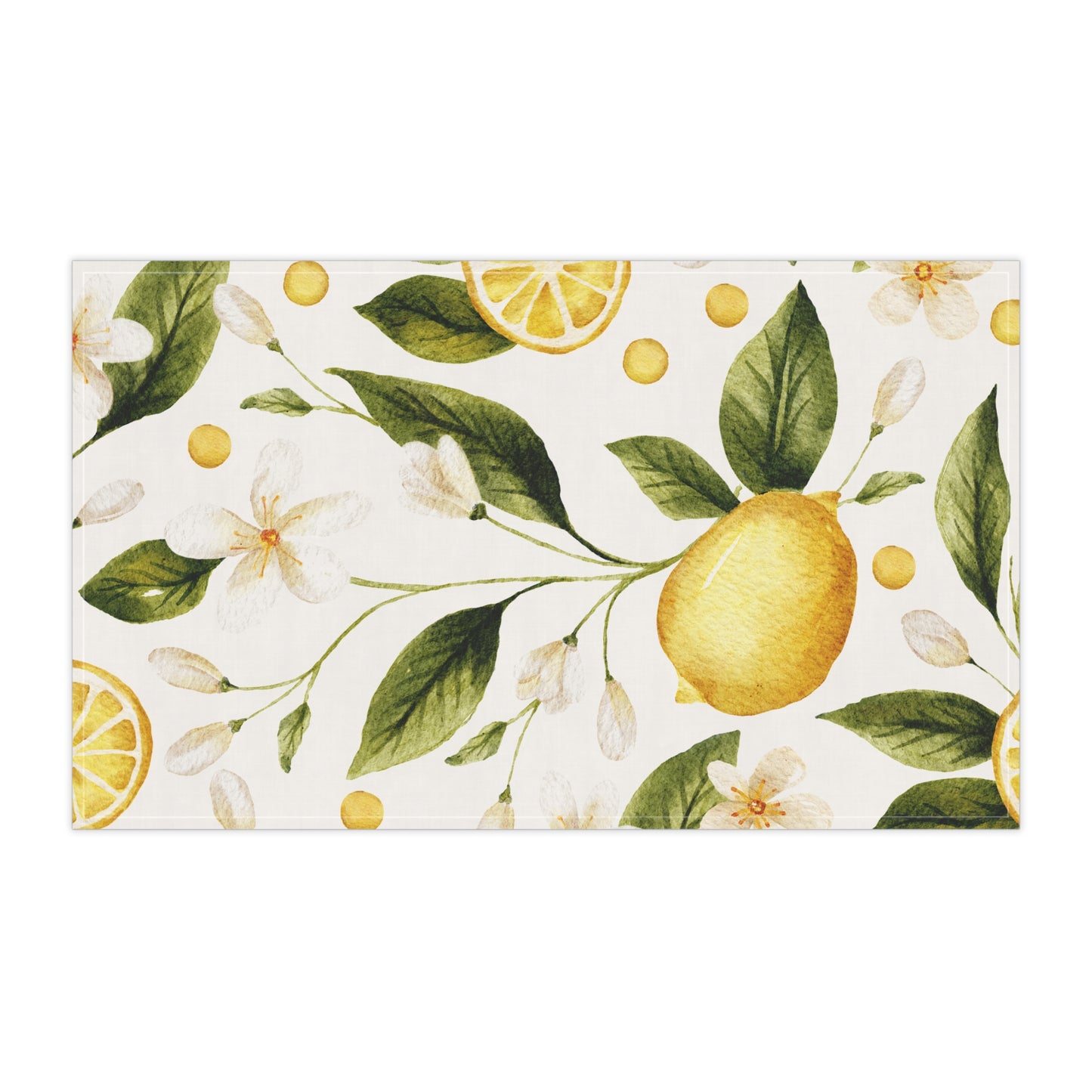Lemons Floral Pastel Kitchen Tea Towel Durable Hand Towel Gift for Flower Lover Whimsical Home Decor Decorative Kitchen Cotton Twill