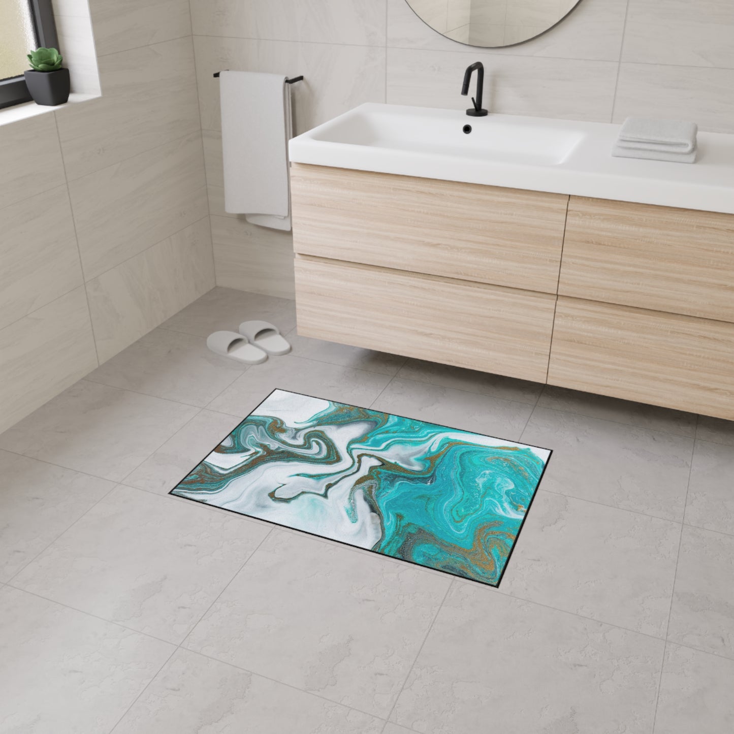 Decorative Heavy Duty Non-Slip Floor Mat Stylish Design Perfect for Entryway Kitchen Décor Marble Agate Resin Pattern Rug Bathroom Mat