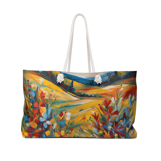 Wildflower Weekender Tote Bag | Beach Bag | Shopping Bag | Boho | Cottage Core | Floral | Landscape |